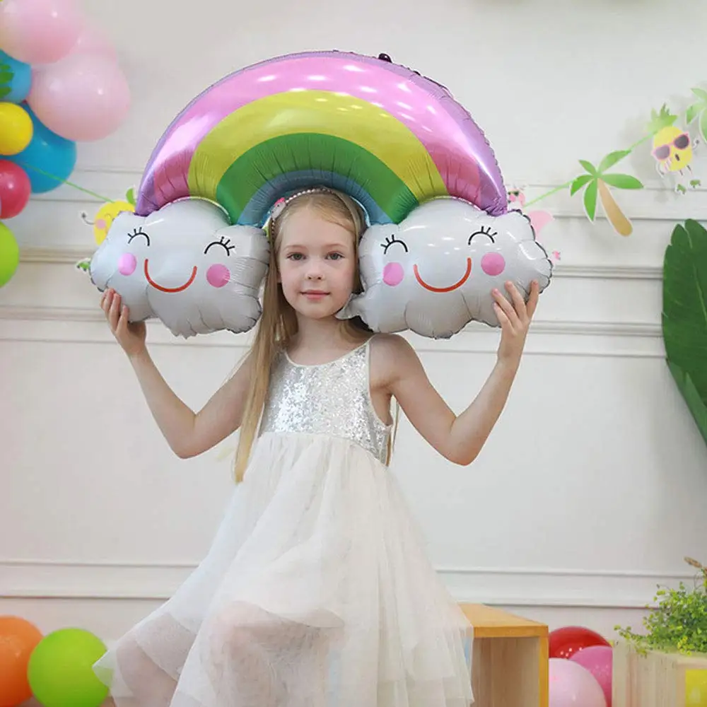 5PC Rainbow Smile Blue Cloud Sun Foil Balloon Kids Gifts Toys For Wedding Happy Birthday Party Decor Baby Shower Globos