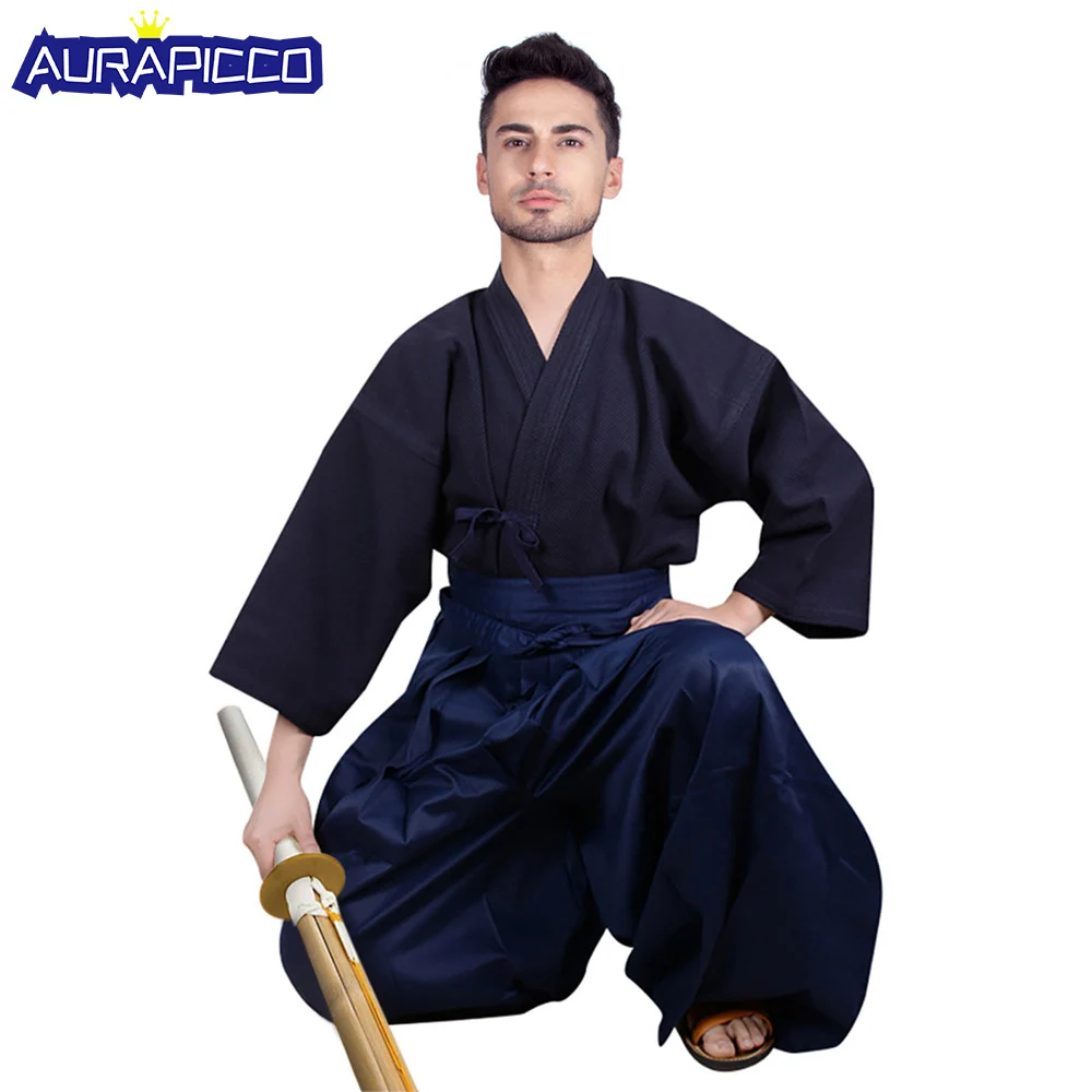 Traje de Kendo para hombre, disfraz de Samurai japonés, Kendo, Hakama,  Aikido, Judo, Wushu, uniforme de artes marciales, Kimono, Kendogi, Cosplay  - AliExpress