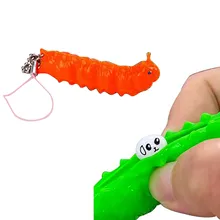 1pcs Squeeze Caterpillar Toy Stress Relief Toys Keychain Improve Focus Officer Toy Pea Pods Push It Out Funny Toys