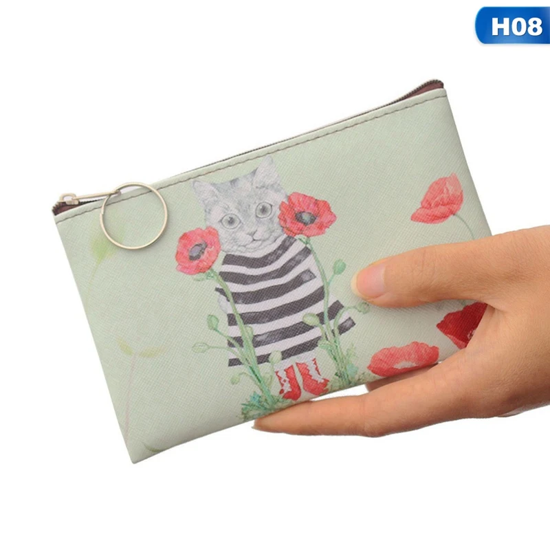 H08 Детский кошелек для монет с мультяшным котом, клатч, маленький кошелек, женские кошельки для монет, милая детская сумка на молнии, кошелек для мелочей - Цвет: H08