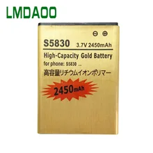 Золотой аккумулятор емкостью 2450 мАч EB494358VU для телефонов samsung Galaxy GT-S5830, GT-S5830i/GT-S5830T/GT-S5830T/S Mini/Cooper/GT-S5660