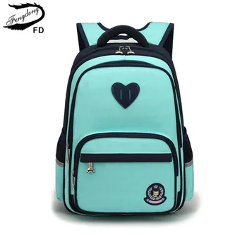 

Fengdong primary school girls backpack 6-10Y elementary student book bag kids green purple blue school backpack children bag