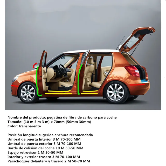 Pellicola Adesiva Carbonio 3m X 10cm - Protezione E Stile Per Auto