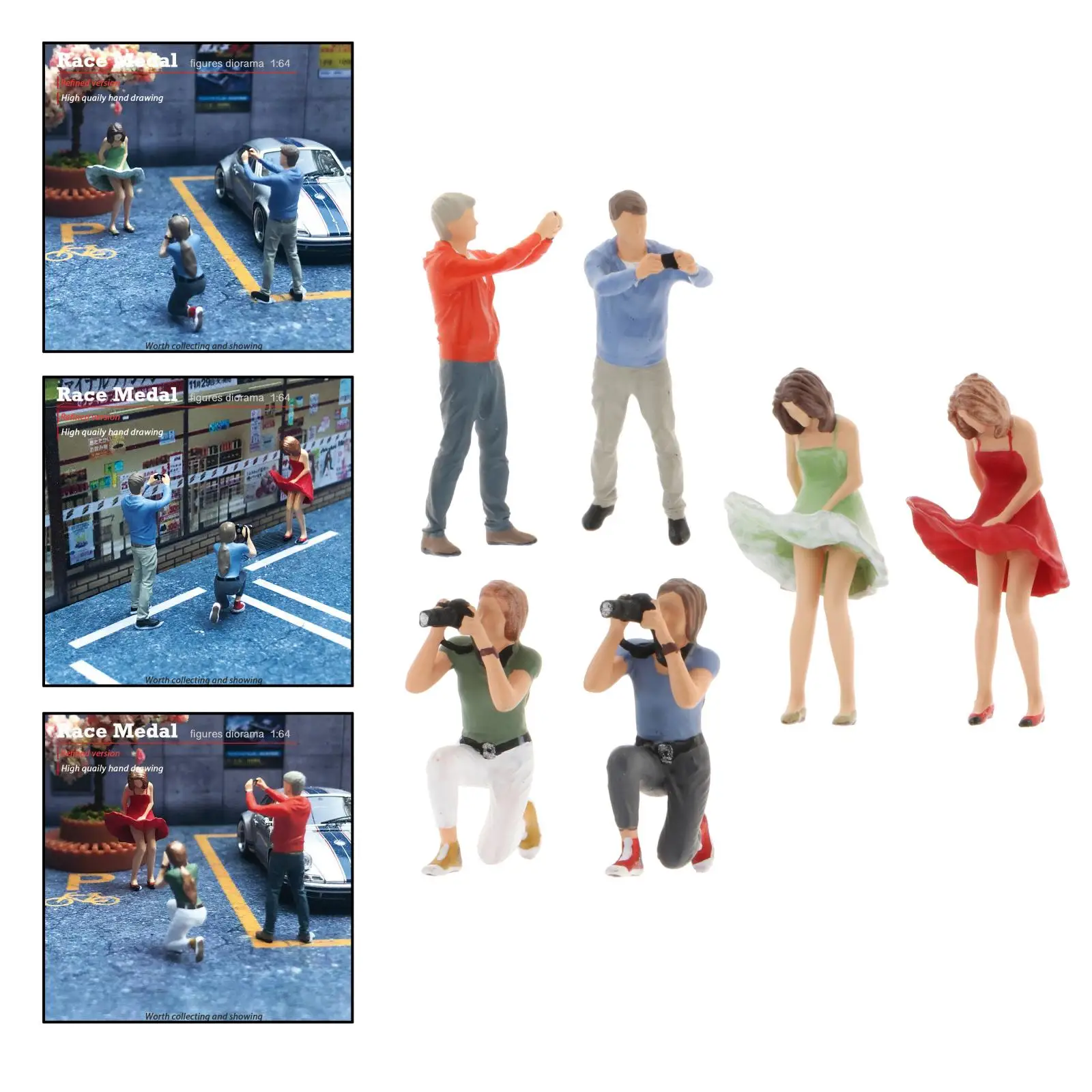 

6x 1:64 Scale Men Lady People Building Layout Table for