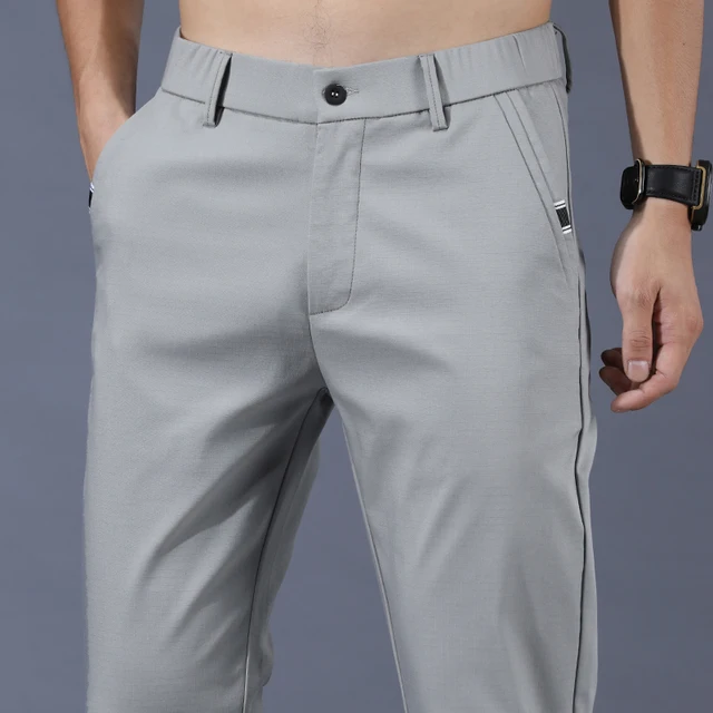 Spring Summer New Men's Casual Pants Business Fashionthin Cropped Pants Office Stretch Pants Male Brand Clothing 5