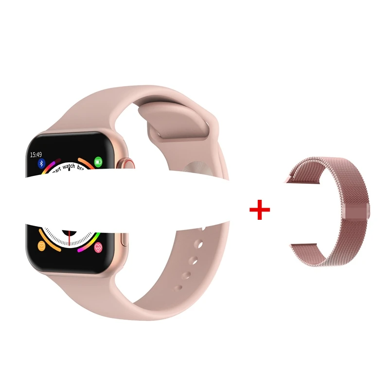 Bluetooth Смарт-часы мужские 1,5" экран монитор артериального давления сердечного ритма водонепроницаемые спортивные Смарт-часы женские PK W34 Iwo 10 12 - Цвет: pink add strap
