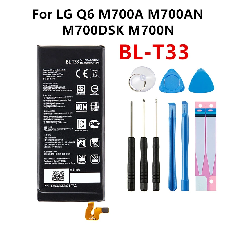 Original BL-T33 3000mAh Replacement Battery For LG Q6 M700A M700AN M700DSK M700N T33 BLT33 Mobile phone Batteries +Tools cell phone battery charger