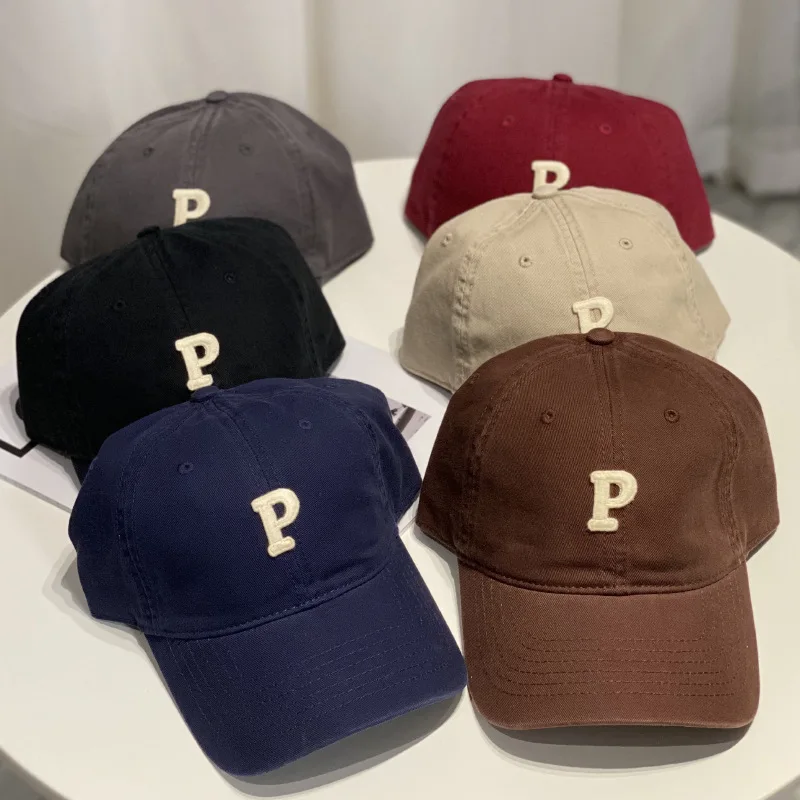 P Baseball Cap Unisex Men’s And Women’s Letter P Soft Top Cap Cotton Sports Hat For Man Woman in Black Navy Blue Dark Gray / Grey Coffee Green Khaki Pink Purple Wine Red