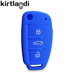 Silicone Key Cover for Audi - Premium Auto Remote Holder with 3-Button Protection (Blue)