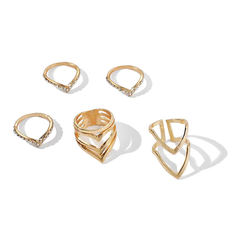 BOHO New Style Gold-Tone Fashionable WOMEN'S Ring 5 Pieces Simple Fashion Creative Retro Geometry Set rings | Украшения и
