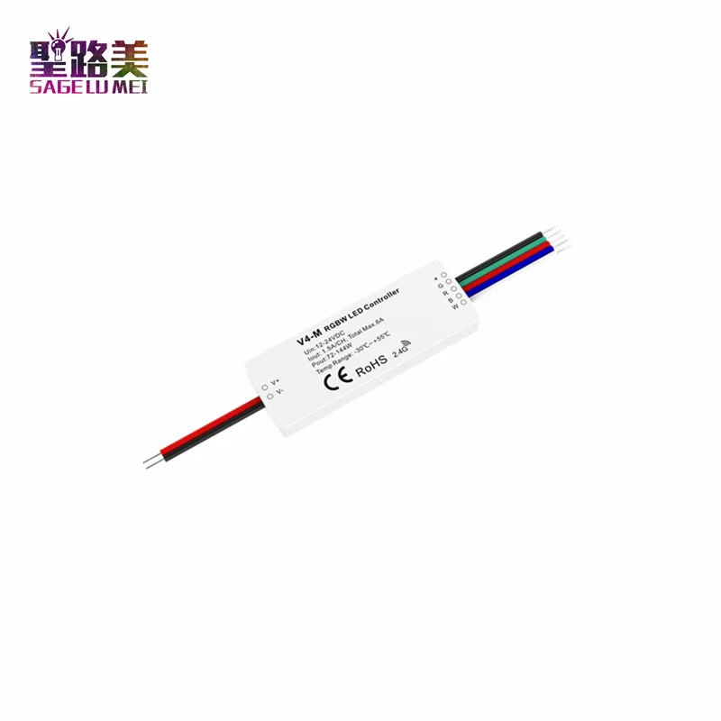 V4-M 12V -24VDC RGBW светодиодный мини RF контроллер 1.5A/CH MAX6A для 5 м полосы светильник |