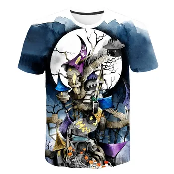 

Halloween 3D Printed Short Sleeve Tshirt The Nightmare Before Christmas Cosplay T-Shirt Jack And Sally Slim Design fashion Tops