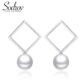 

SODROV 925 Sterling Silver Pearl Drop Earring for Women Fine Party Jewelry E044