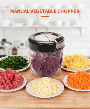 

New Manual Food Chopper ABS Stainless Steel String Vegetable Fruits Nuts Onions Mincer Blender Shredder Food Processors