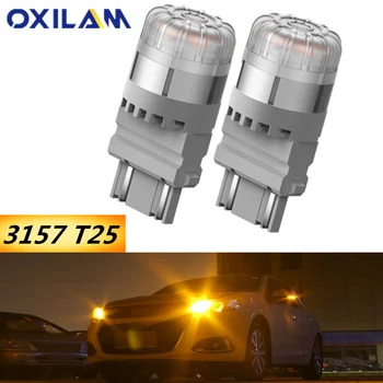 

OXILAM 2pcs T25 P27/7W P27W 3157 3156 LED Turn Signal Light Bulbs For Ford Focus Fusion Chevrolet Nissan Car Lamp Amber