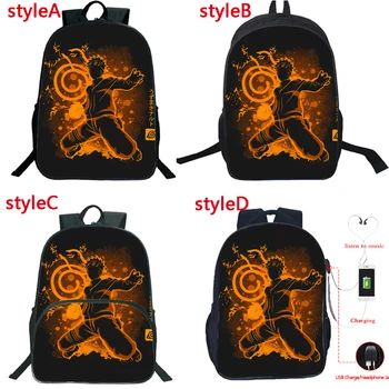 

Naruto Backpack USB Charge Headphone Jack Laptop Bags Uchiha Madara Multifunction College 4 Kinds Students School Travel Mochila