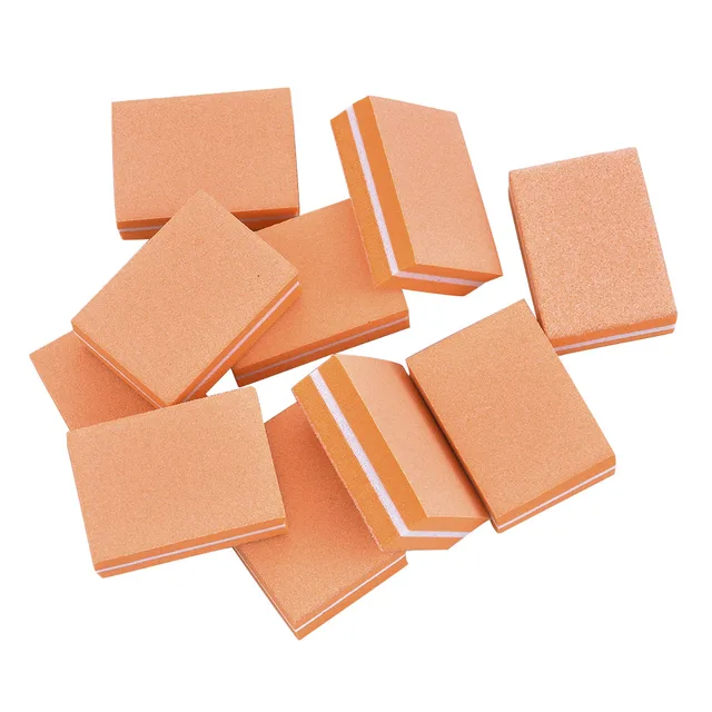 10Pcs Professional Mini Sponge Nail Polish Sanding Buffer Strips Tools Nail Art File Double-sided Small Manicure Sponge File Orange