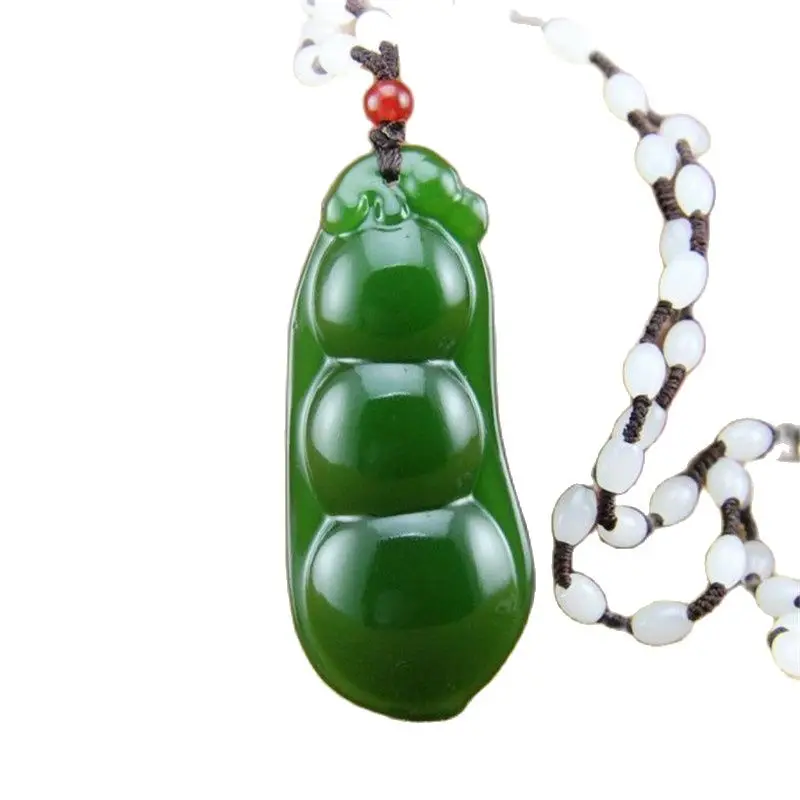 

Natural Authentic Xinjiang Hetian Jade Necklace Hanging Fulushou Beans