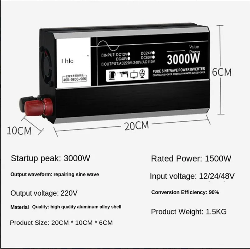 2000W3000W6000W7000W чистая Синусоидальная волна инвертирующий усилитель 12V24V48V60V до 220V Автомобильное солнечное дома - Цвет: 3000W