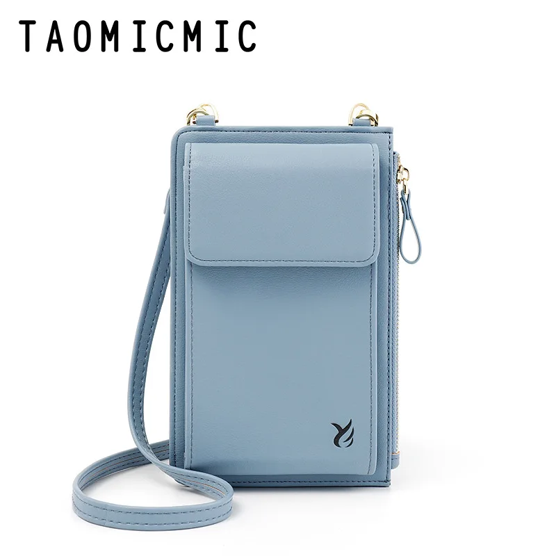 TAOMICMIC Кожаный Браслет клатч-кошелек на молнии многоцелевой кошелек сумочка карман для сотового телефона для женщин держатель для карт сумка на плечо - Цвет: blue