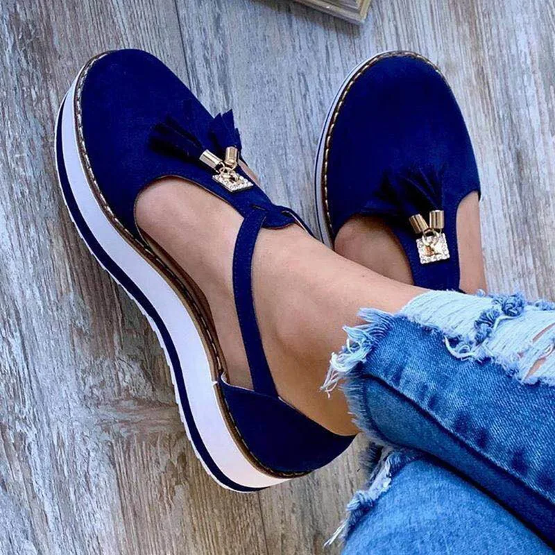 

2020 Vintage Sandals Women Flat Platform Ladies Sewing Shoes Fashion Tassel Comfortable Sandals Female Chaussures Summer