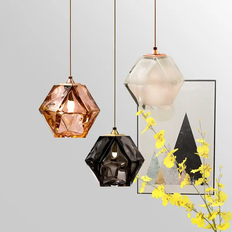 

IKVVT Modern Simple Pendant Lights Glass Golden Stone Hanging Lamp for Restaurant Livingroom Bedroom Lighting Fixture Luminaire
