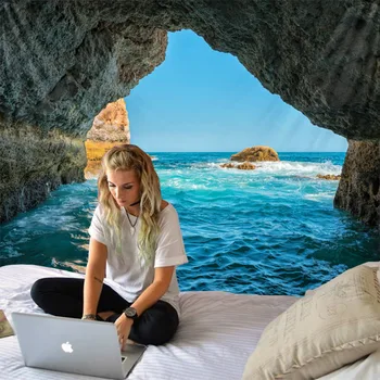 

Blue Sea Scenery Tapestry Indian Mandala Tapestry Wall Hanging Tapestries Boho Bedroom Wall Rug Couch Blanket 6 Size