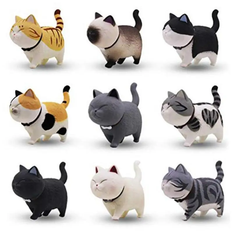 Anime Figure Toy Ornament Crafts Miniature Ornament Cat Figurine Decoration Cat Figurines Miniature Figurines Resin Crafts Cute Mini Animal Figurines Japan Anime Bell Cat Doll Lovely PVC Simulation Cat Statue New Year Gifts Home Decor Ornaments