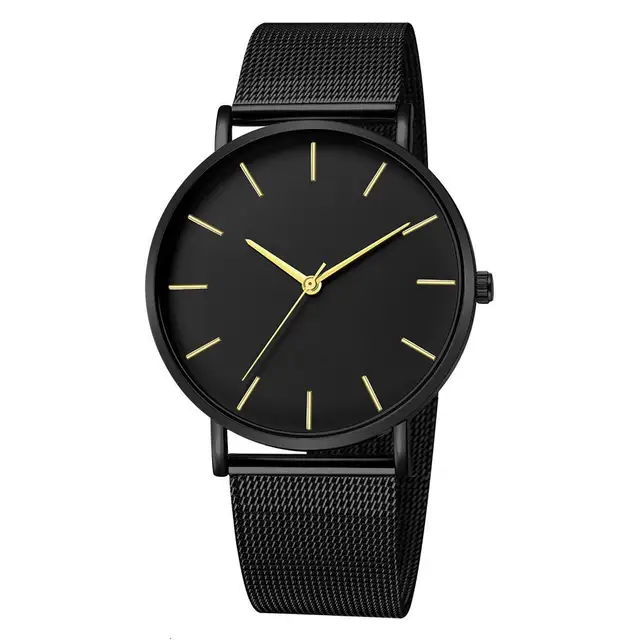 Top Brand Fashion Minimalist Ultra-thin Watch Men's Business Stainless Steel Strap Steel Mesh Quartz Watch Relogio Masculino A