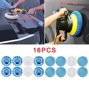 

12pcs Car Wax Pad 12.7cm / 5 Inch Blue + White Microfiber Polishing Pads + 4pcs Waxing Bonnet Cap For 5-6in Car Polisher
