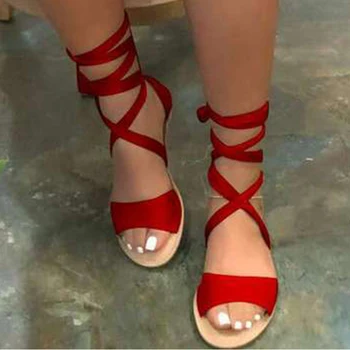

2020 Women Summer Sandals Cross Tied Female Rome Gladiator Women's Open Toed Shoes Ladies Fashion Footwear Plus Size