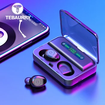 

TWS Bluetooth Earphone 8D Stereo Wireless Earphones Sport Bluetooth Headphones with Dual Mic LED Display Phone Holder Power Bank