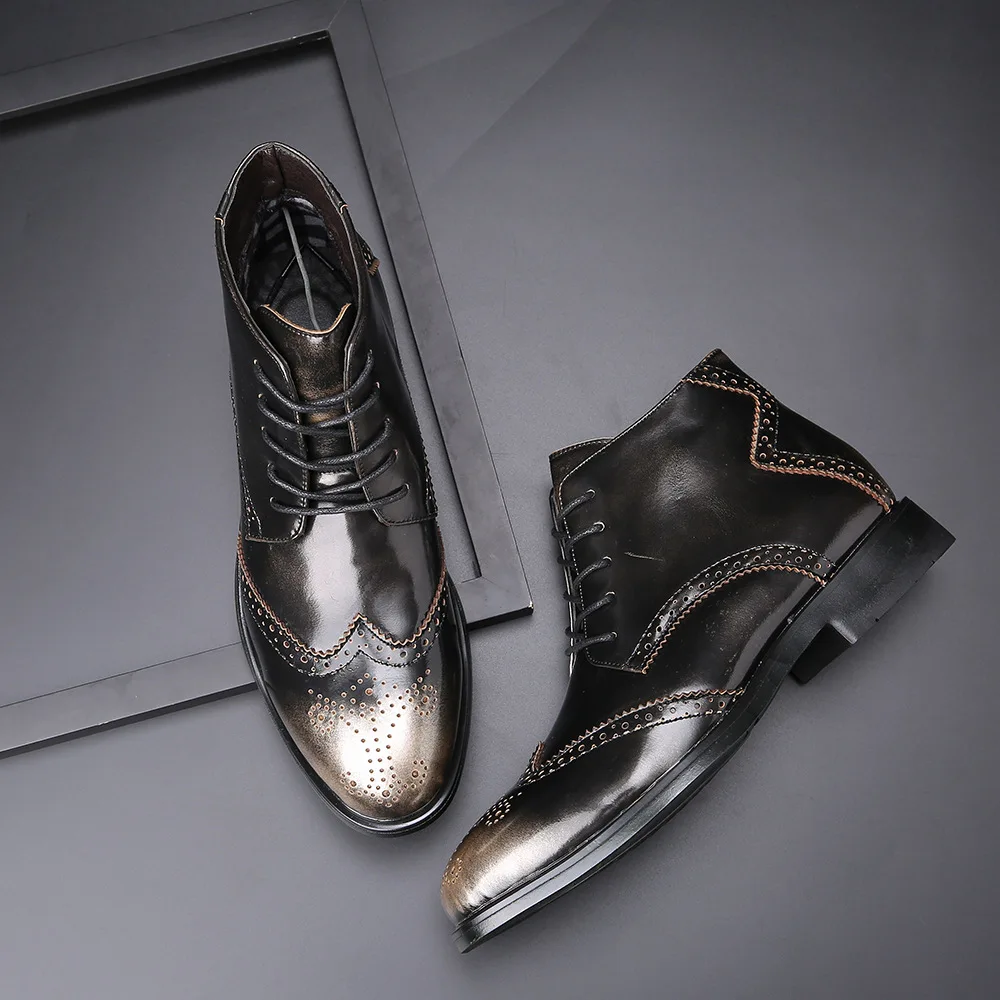 38-48 кожаные ботинки мужские удобные брендовые модные г. Мужская обувь# SY769