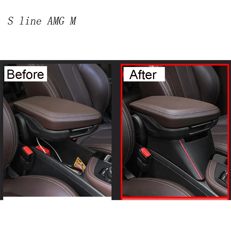 Car styling Auto central storage box armrest remoulded glove cover decoration Sticker For BMW X1 F48 X2 F47 Interior Accessories Car styling Auto central storage box armrest remoulded glove cover decoration Sticker For BMW X1 F48 X2 F47 Interior Accessories
