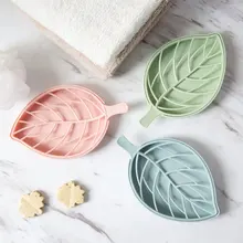 

Creative Leaf Shape Soap Holder Portable Sponge Storage Drain Box Double Soap Box Bathroom Supplies with Material Plastic