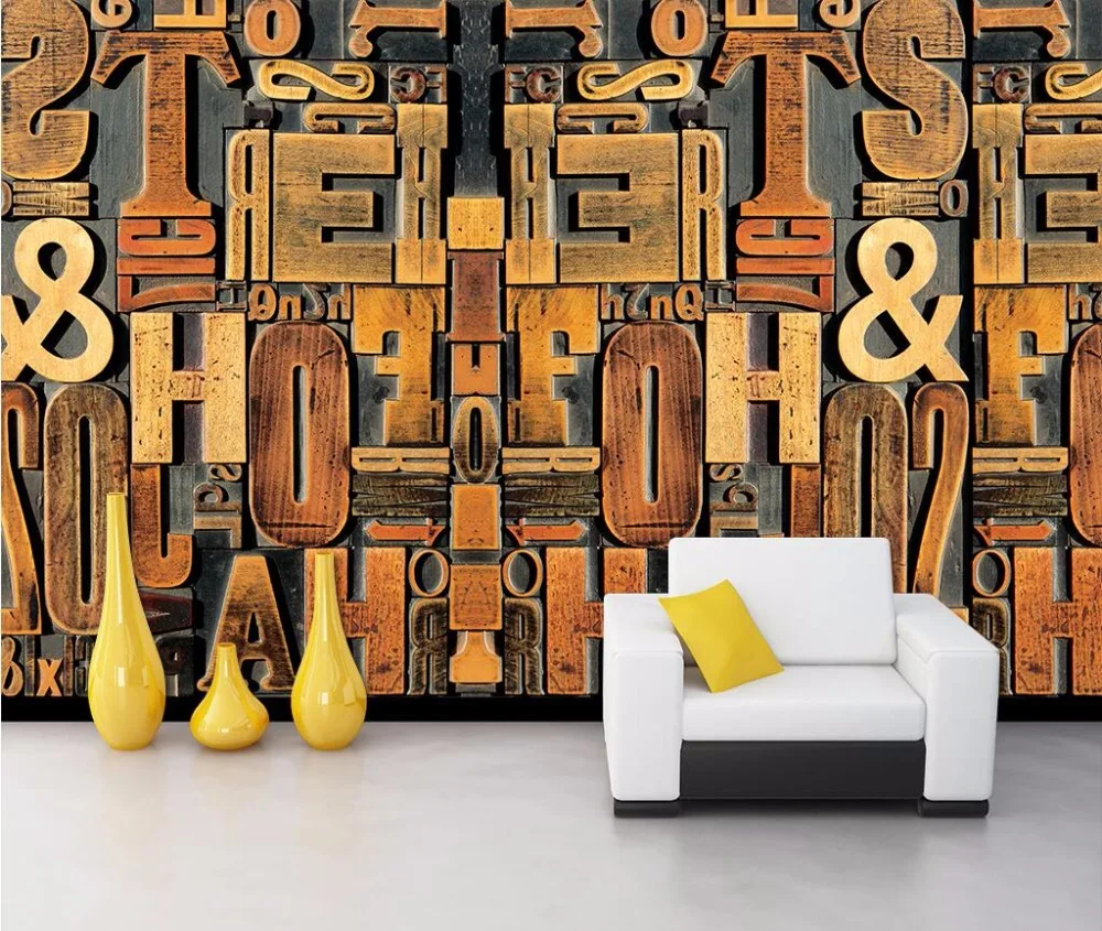 CJSIR обои на заказ американская резьба по дереву английская 3D надпись ТВ диван фон