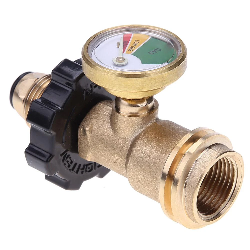 Universal Brass POL Propane Gas Gauge Meter Tank Built-in Leak Detector for QCC1 Universal Brass POL Propane Gas Gauge Meter Tank Built-in Leak Detector for QCC1
