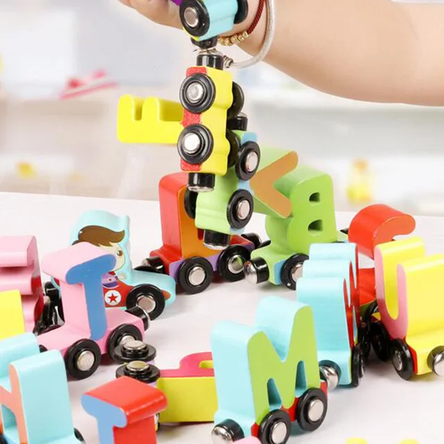 27Pcs/Set Magnetic Number Alphabet Animal Mini Train Cars Kids Educational Toys for Children Gift 3