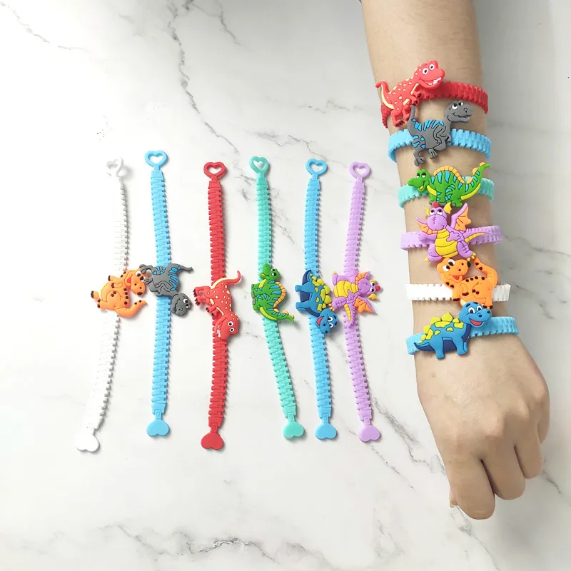 

6pcs Dinosaur Party Rubber Bangle Bracelet Baby Shower Decorations Birthday Party Decorations Kids Gifts Jungle Party Supplies