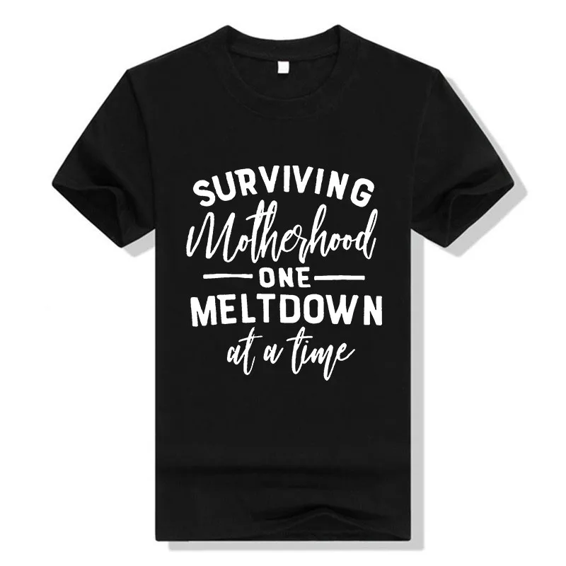 

BTFCL Funny SURVIVING MELTDOWN Print Grey T Shirt Women Men New Summer Cotton Korea Hip Hop Shirt Harajuku Christmas Tshirt