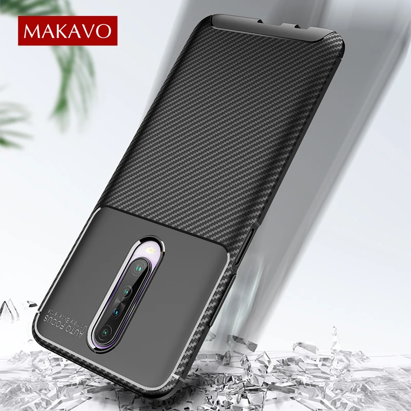 Мягкий силиконовый чехол для Xiaomi Poco X2 противоударный из углеродного волокна