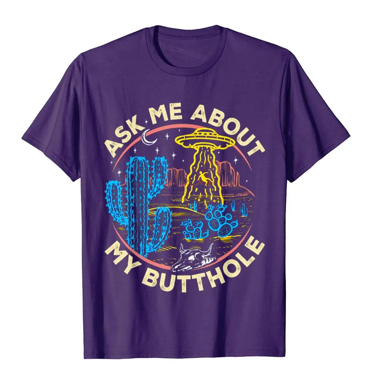 Ask Me About My Butthole Funny UFO Alien Abduction Vintage T-Shirt__B12352purple