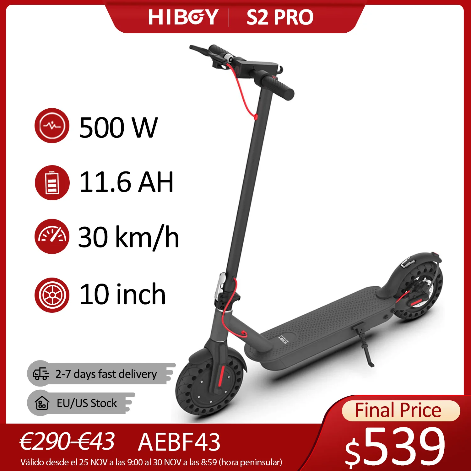 Patinete eléctrico Hiboy S2 Pro