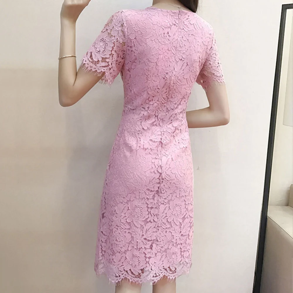 2XL плюс размер платье Модные женские элегантные милые кружевные платья сексуальные вечерние платья принцессы тонкие летние платья Vestidos красные черные