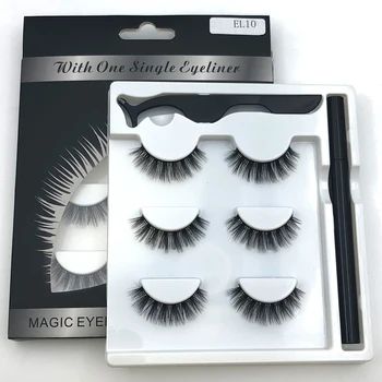 

Rainsin Grafting World Magic Eyeliner Set with 3 Pairs False Eyelashes and Tweezer for Personal make Up tool