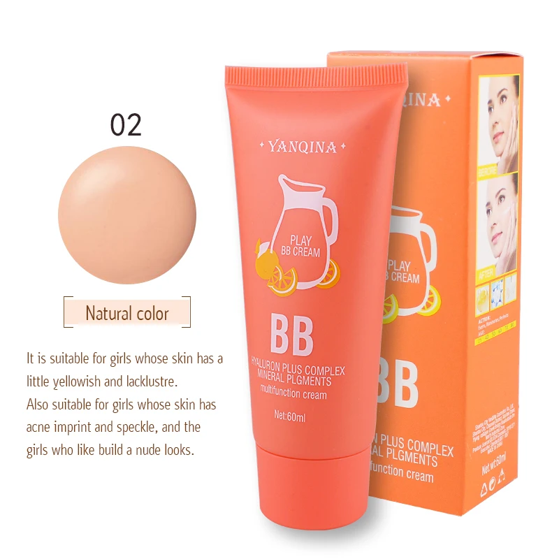 02 YANQINa, Осветляющий BB крем, основа под макияж, стойкая жидкая, водостойкая, поролоновое покрытие, консилер, красота, уход за кожей - Цвет: 02