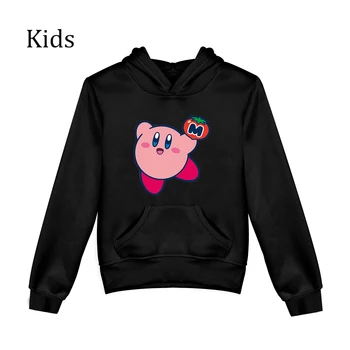 

boys girls Hooded Cute Kirby Children Hoodies Fashion sweatshirts Harajuku Streetwear Autumn Casual black Kirby Kids Hoodie