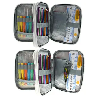 

85PCS Crochet Hook Set With Yarn Knitting Needles Sewing Tools Set Knit Gauge Scissors Stitch Holder Hook For Knitt Storage Bag