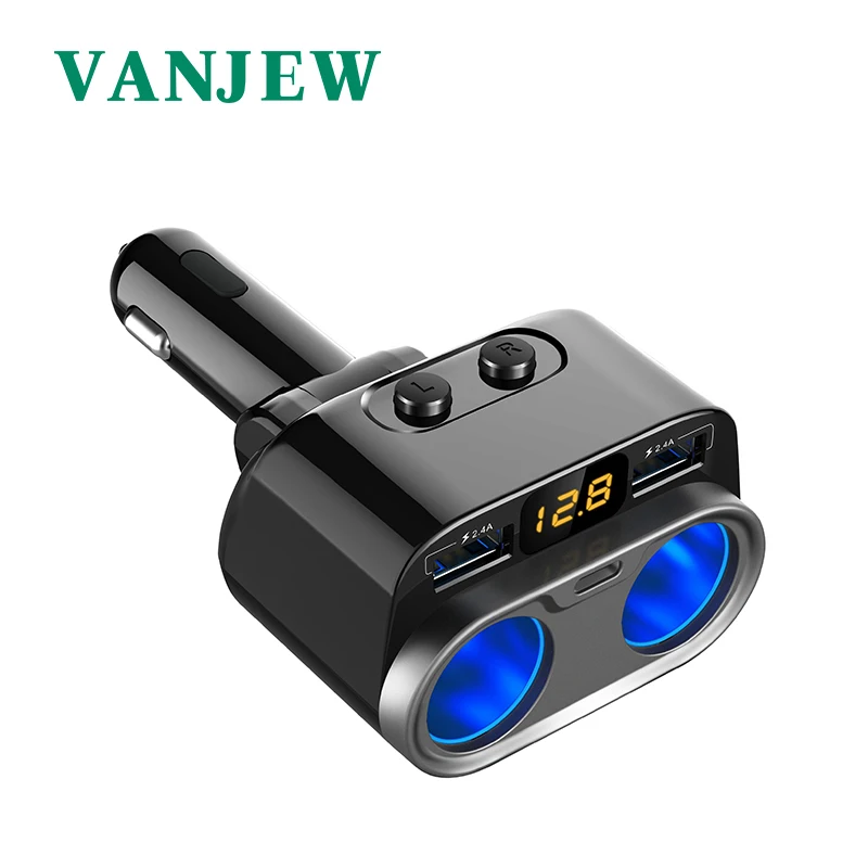 Разветвитель автомобильного прикуривателя VANJEW C47 с 2 USB портами|Адаптер питания| |