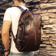 Корейская мода, искусственная кожа Crazy Horse, мужской рюкзак, винтажные рюкзаки для путешествий, 14 дюймов, сумка для ноутбука, повседневная, отличное качество, школьная сумка